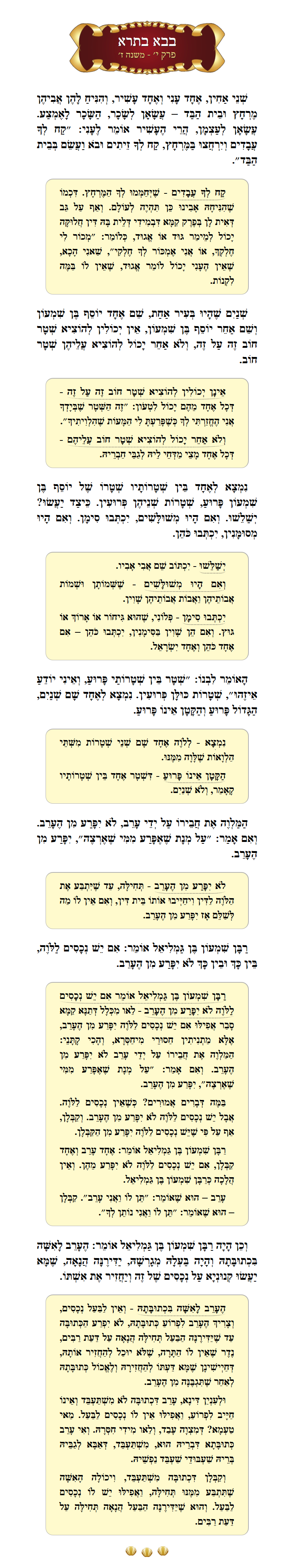 Masechta Bava Basra Chapter 10 Mishnah 7 with commentary