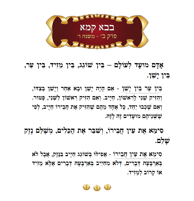 Masechta Bava Kamma Chapter 2 Mishnah 6 with commentary