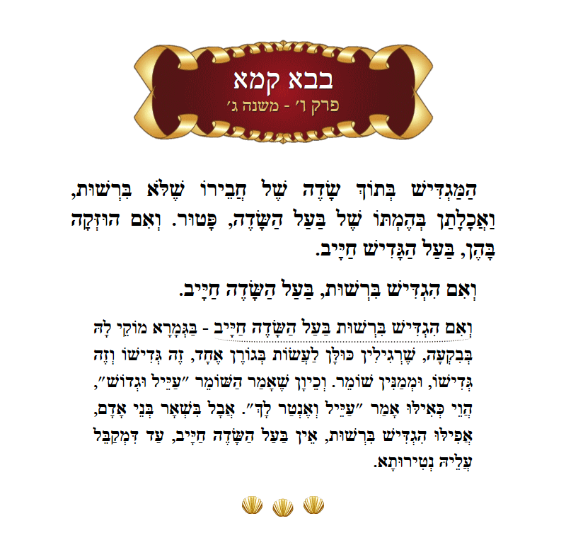 Masechta Bava Kamma Chapter 6 Mishnah 3 with commentary