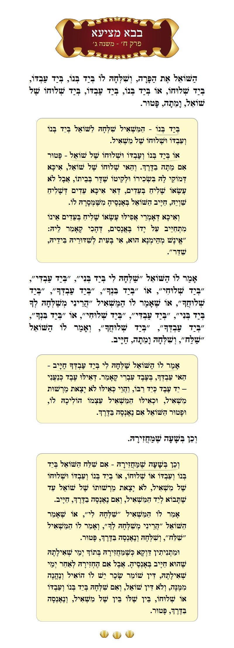 Masechta Bava Metzia Chapter 8 Mishnah 3 with commentary