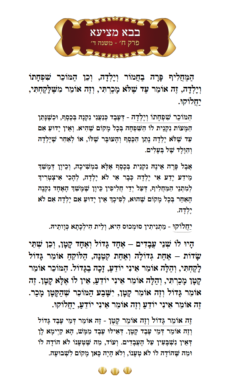 Masechta Bava Metzia Chapter 8 Mishnah 4 with commentary