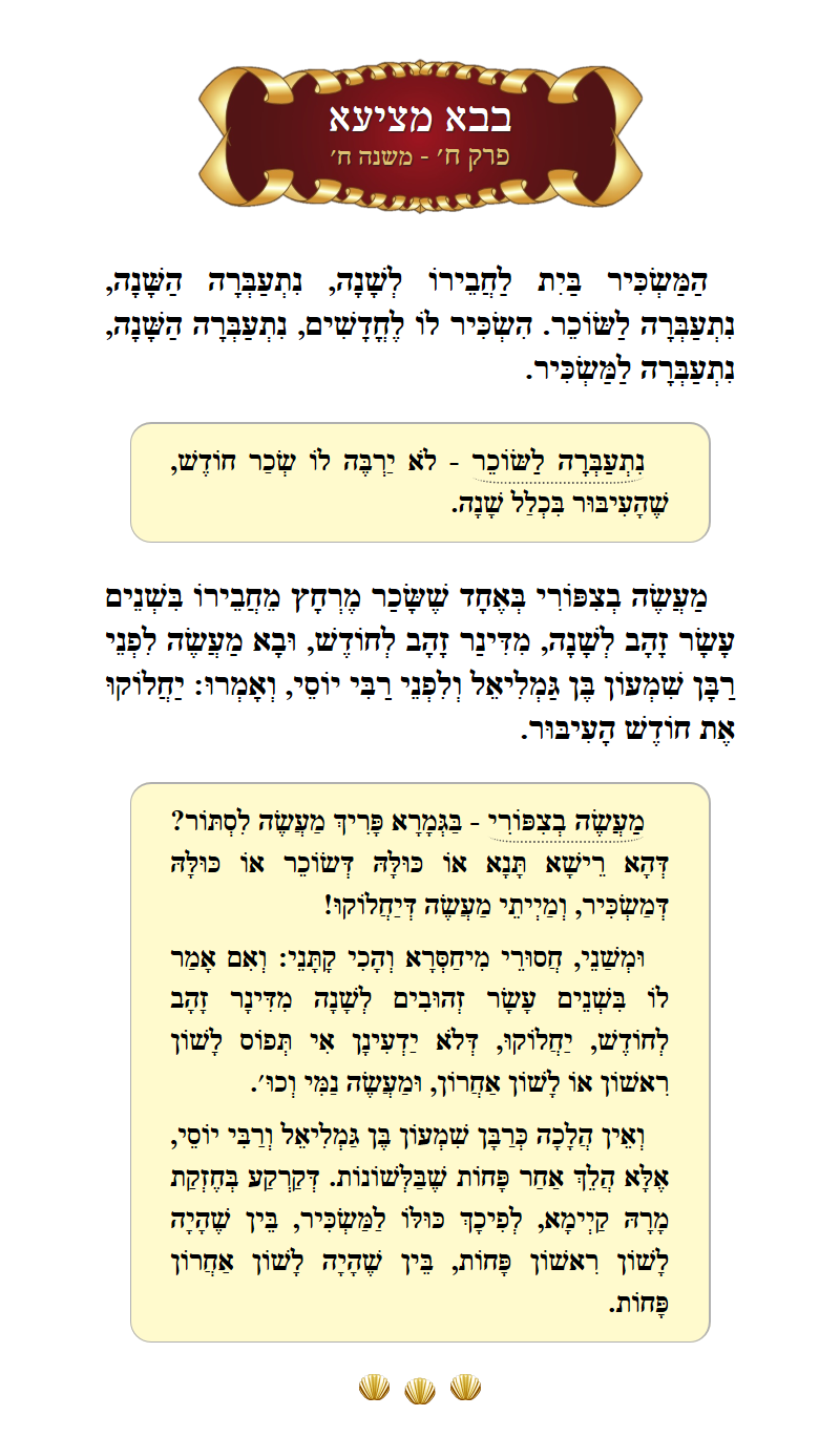 Masechta Bava Metzia Chapter 8 Mishnah 8 with commentary