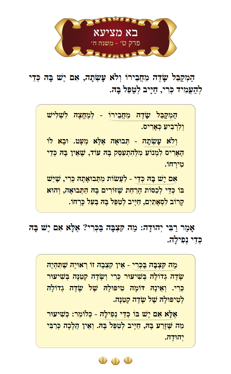 Masechta Bava Metzia Chapter 9 Mishnah 5 with commentary