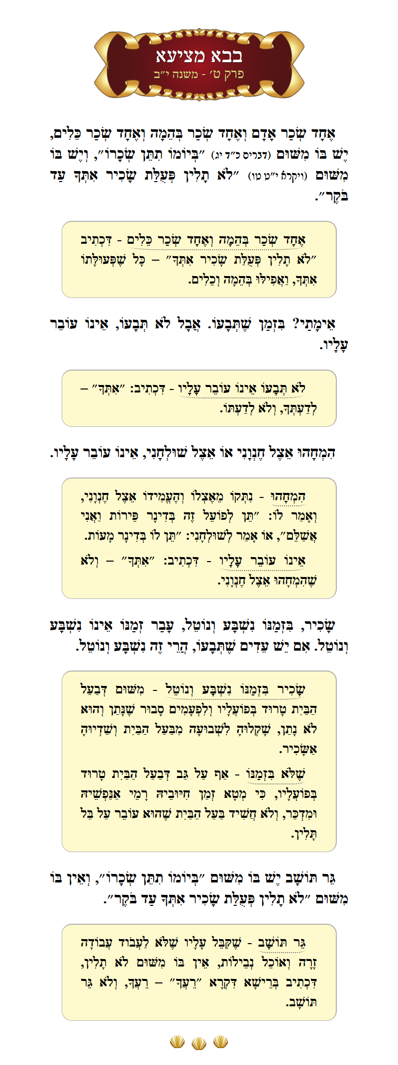 Masechta Bava Metzia Chapter 9 Mishnah 12 with commentary
