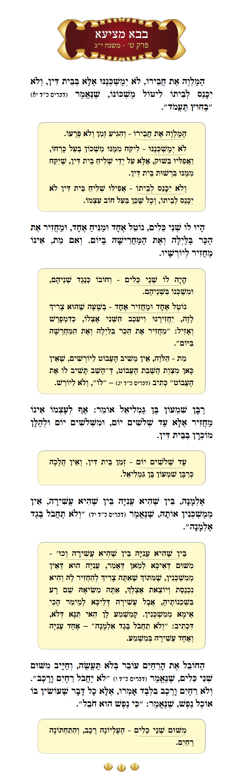 Masechta Bava Metzia Chapter 9 Mishnah 13 with commentary