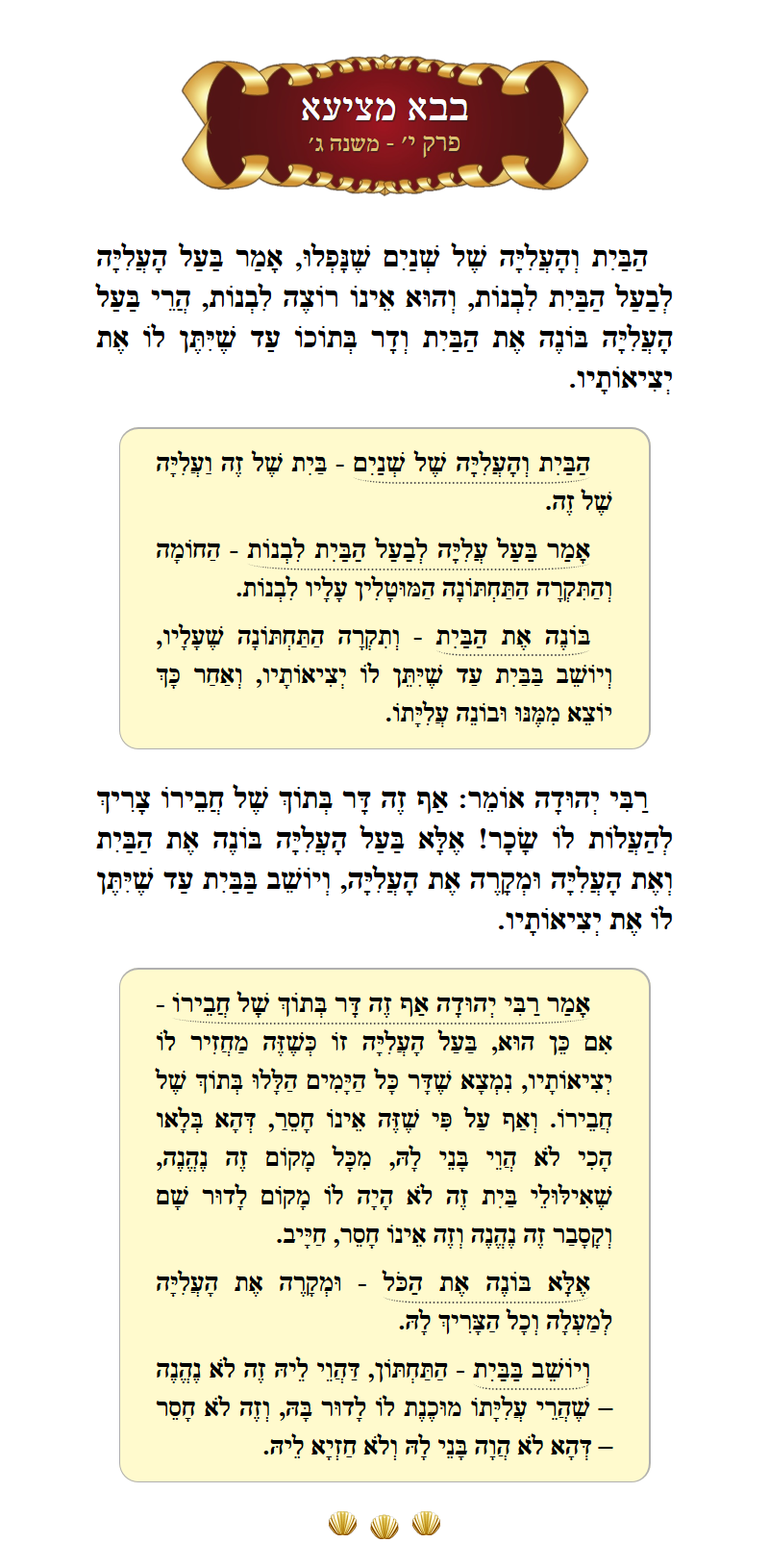 Masechta Bava Metzia Chapter 10 Mishnah 3 with commentary