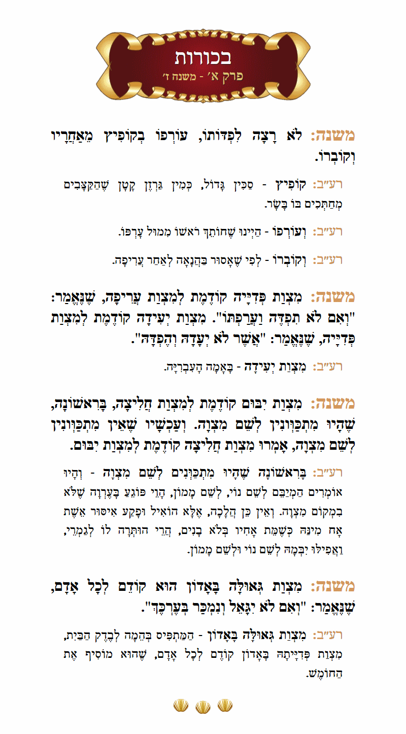 Masechta Bechoros Chapter 1 Mishnah 7 with commentary