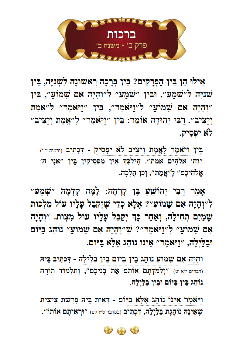 Masechta Berachos Chapter 2 Mishnah 2 with commentary