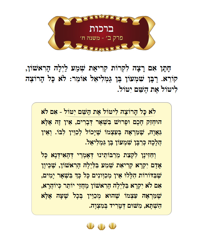 Masechta Berachos Chapter 2 Mishnah 8 with commentary