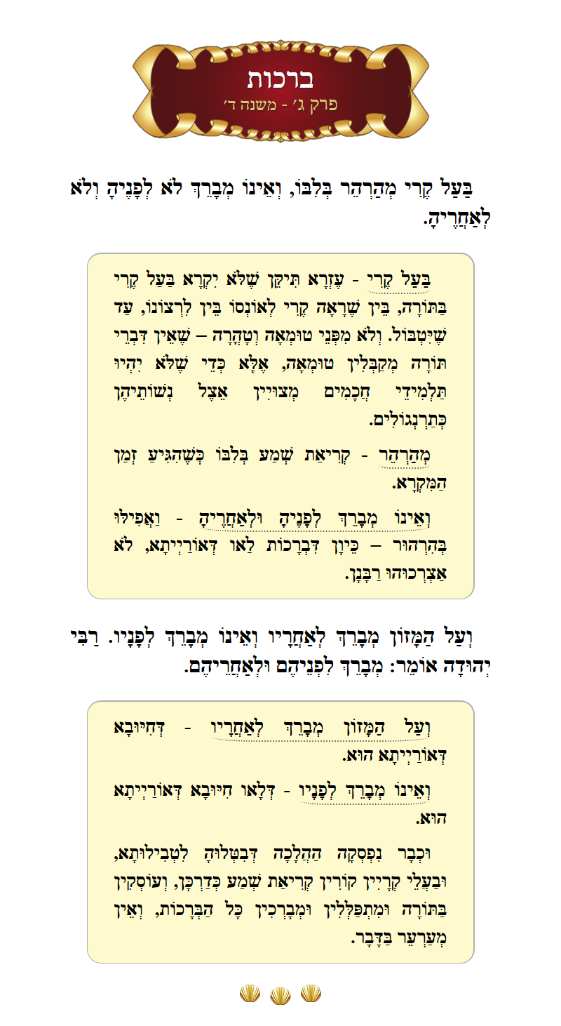 Masechta Berachos Chapter 3 Mishnah 4 with commentary