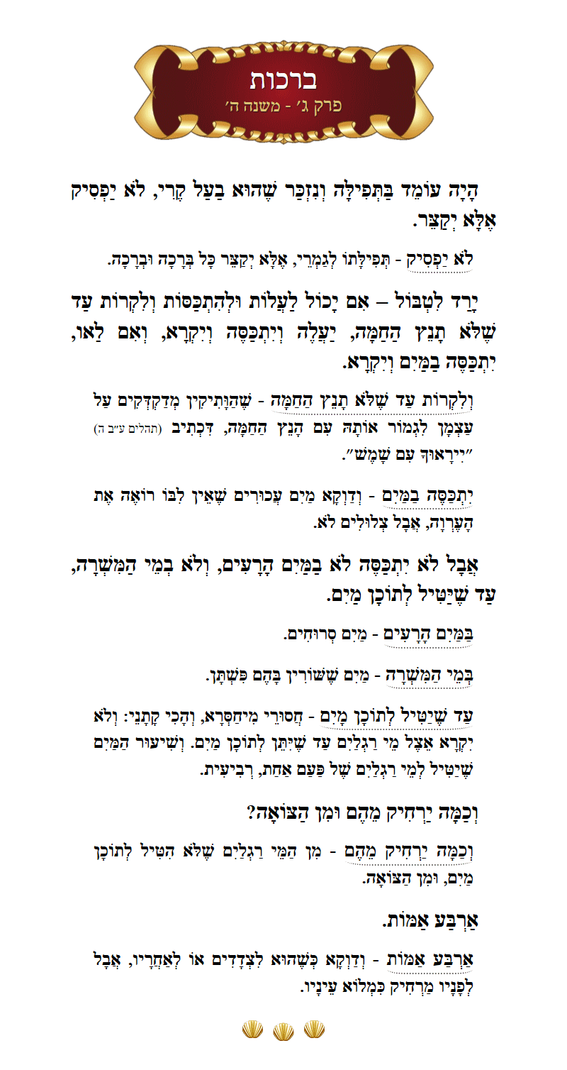 Masechta Berachos Chapter 3 Mishnah 5 with commentary