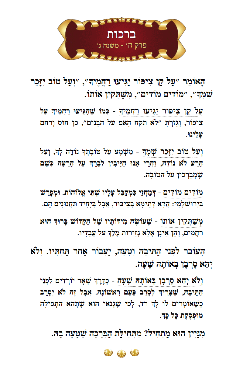 Masechta Berachos Chapter 5 Mishnah 3 with commentary