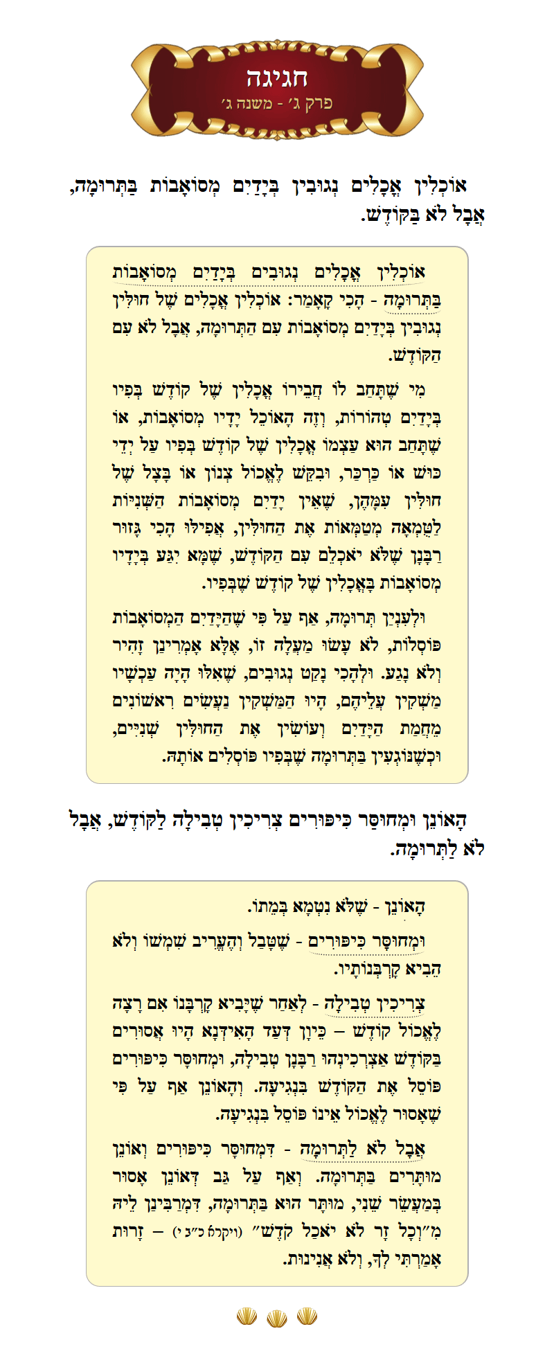 Masechta Chagigah Chapter 3 Mishnah 3 with commentary