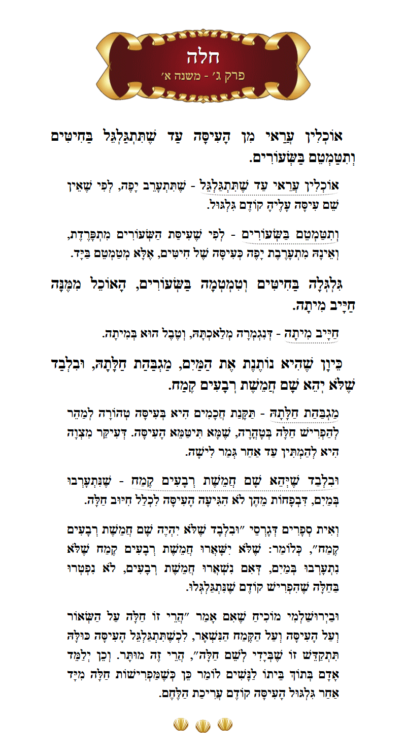 Masechta Challah Chapter 3 Mishnah 1 with commentary