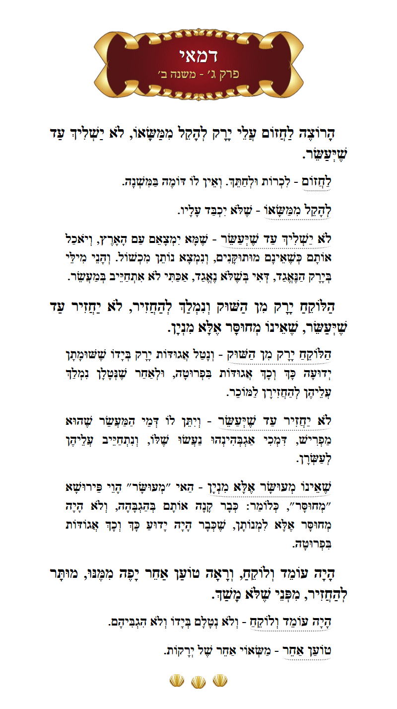 Masechta Demai Chapter 3 Mishnah 2 with commentary
