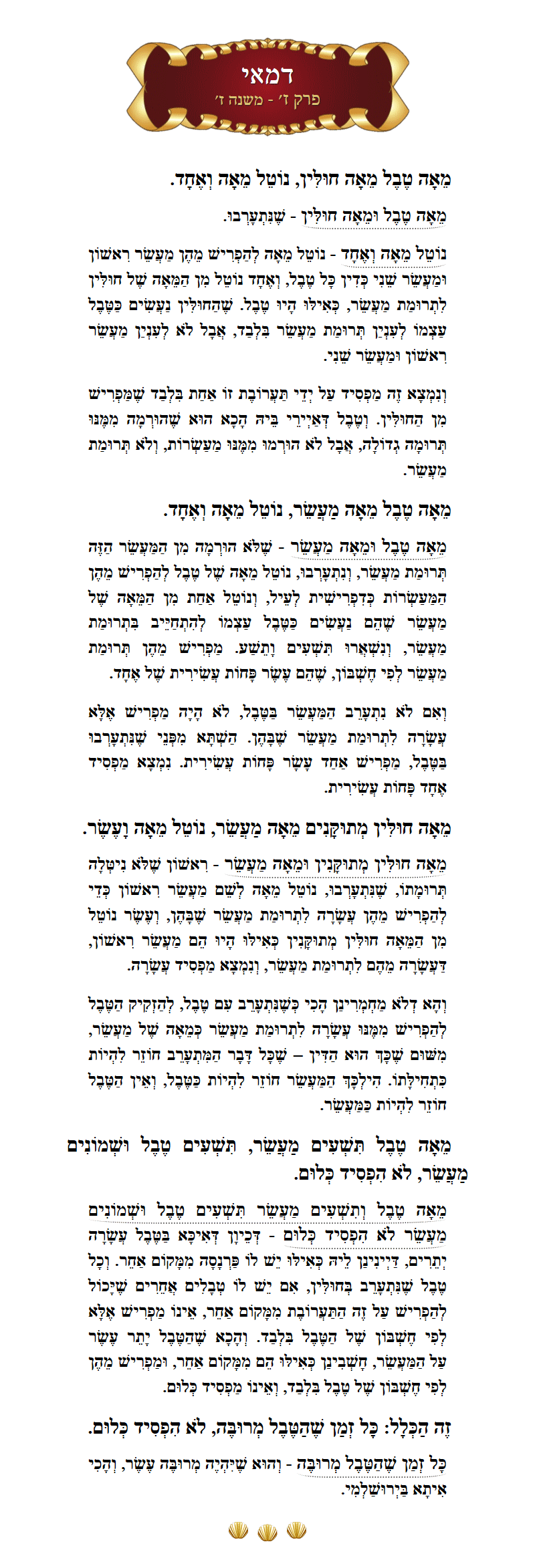 Masechta Demai Chapter 7 Mishnah 7 with commentary