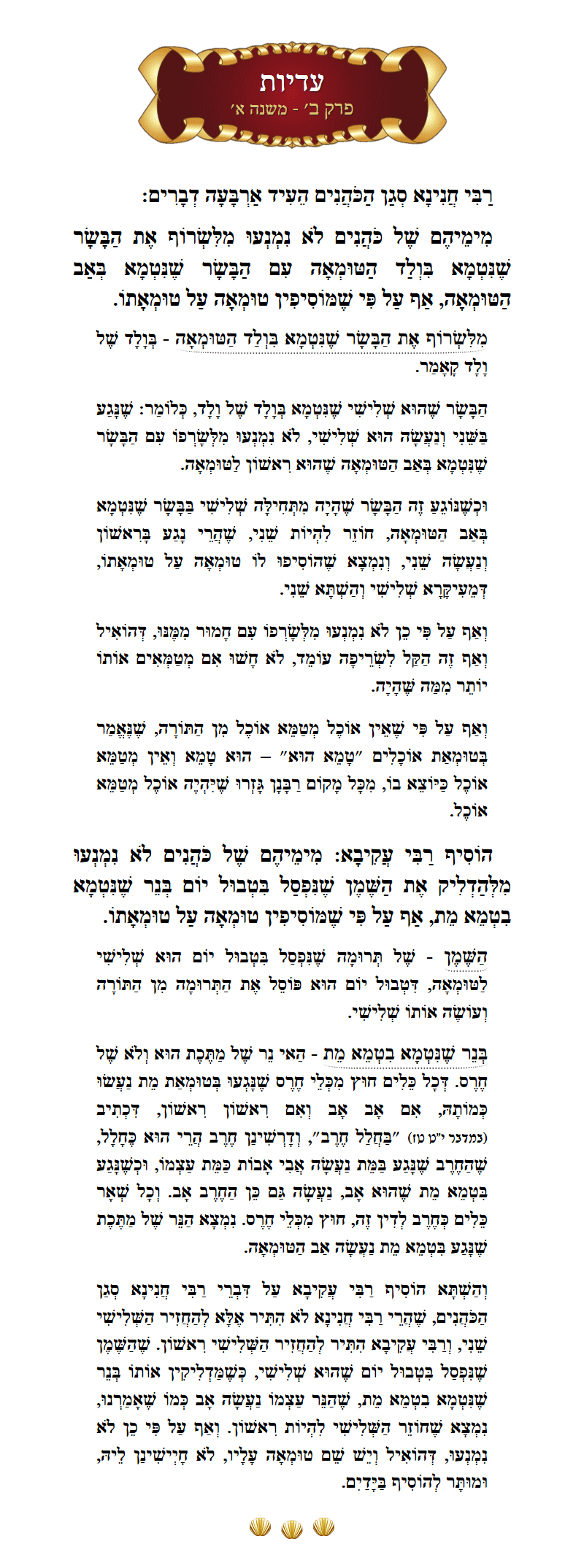 Masechta Eduyos Chapter 2 Mishnah 1 with commentary