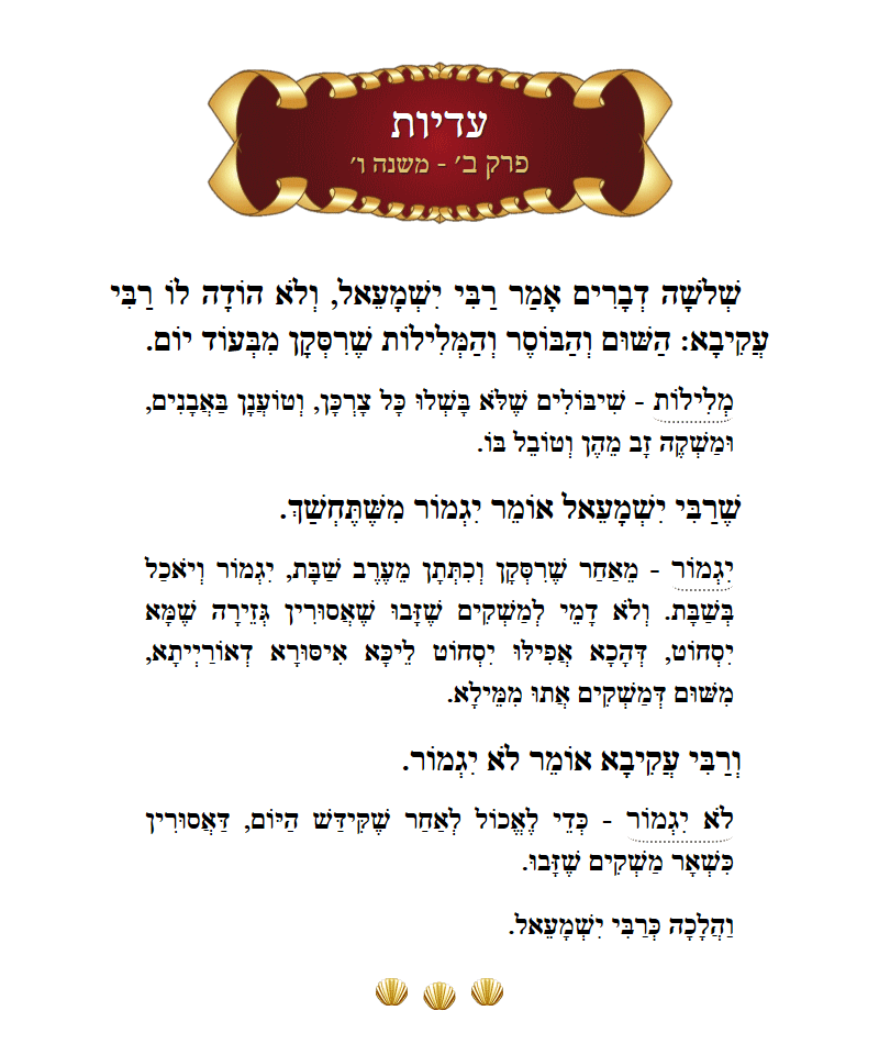 Masechta Eduyos Chapter 2 Mishnah 6 with commentary
