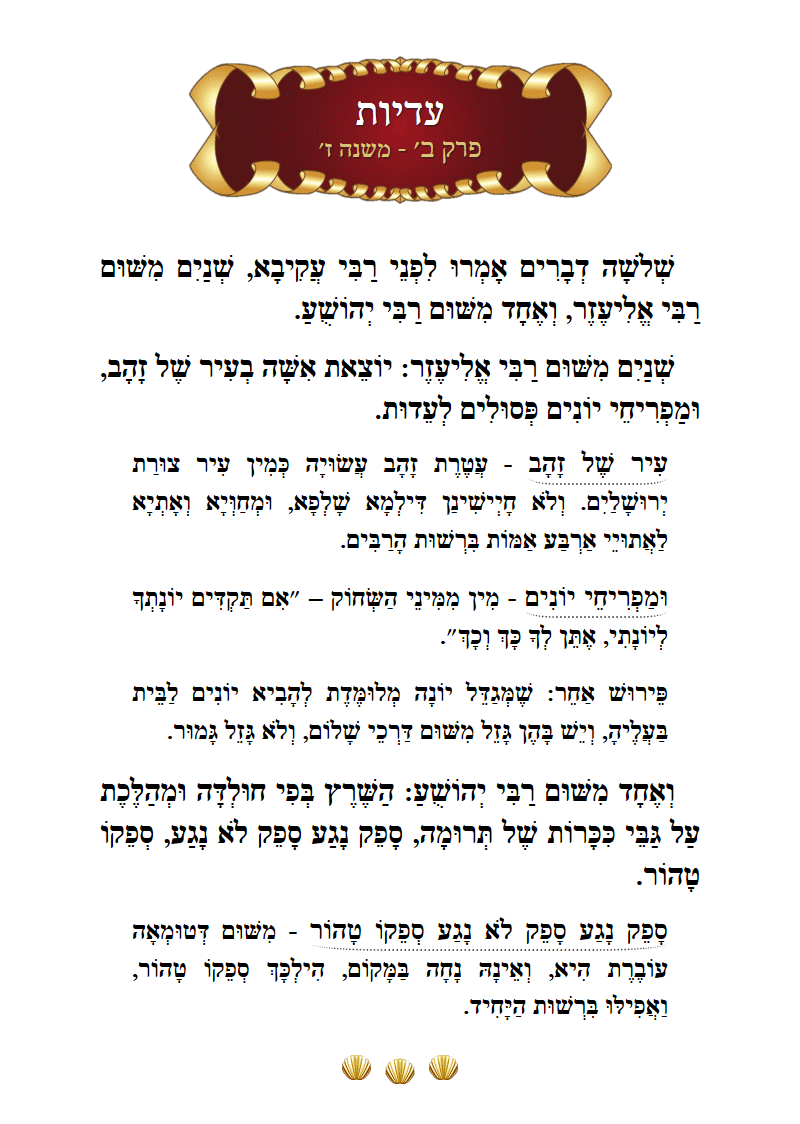 Masechta Eduyos Chapter 2 Mishnah 7 with commentary