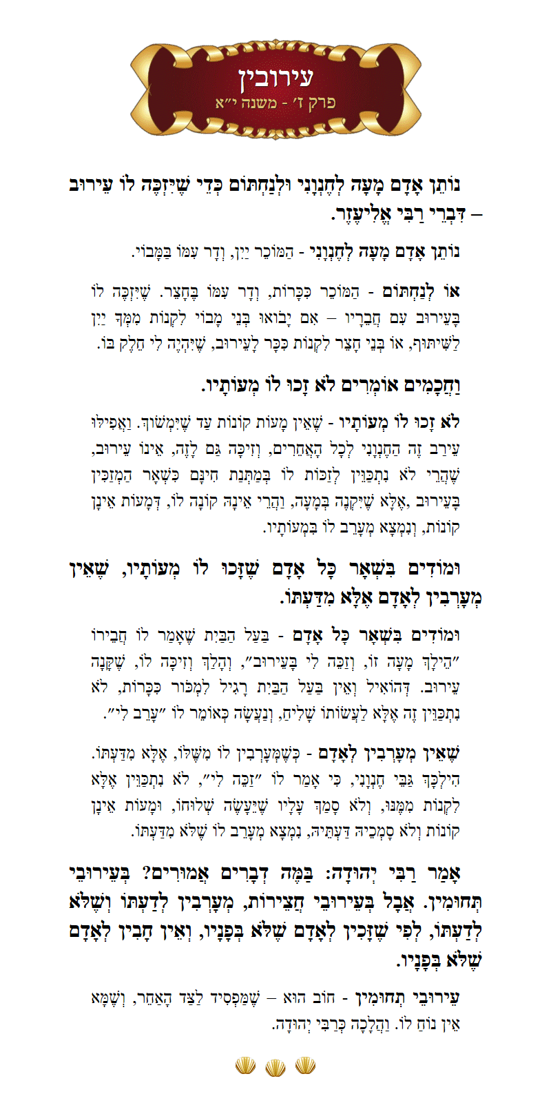 Masechta Eruvin Chapter 7 Mishnah 11 with commentary