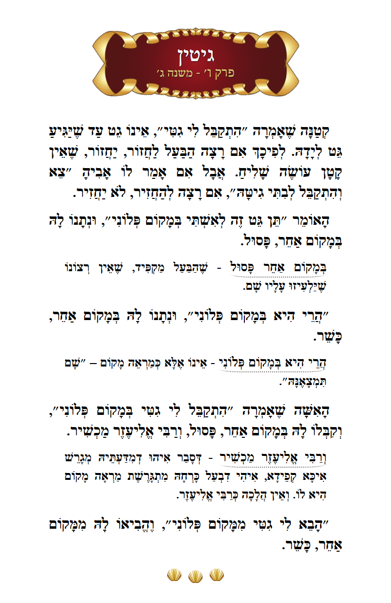Masechta Gittin Chapter 6 Mishnah 3 with commentary