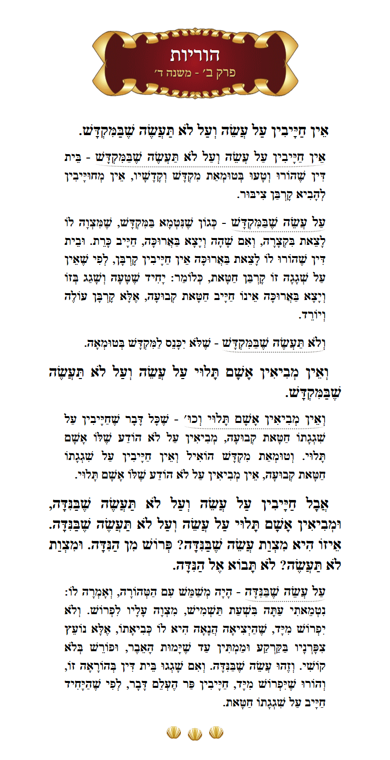 Masechta Horiyos Chapter 2 Mishnah 4 with commentary