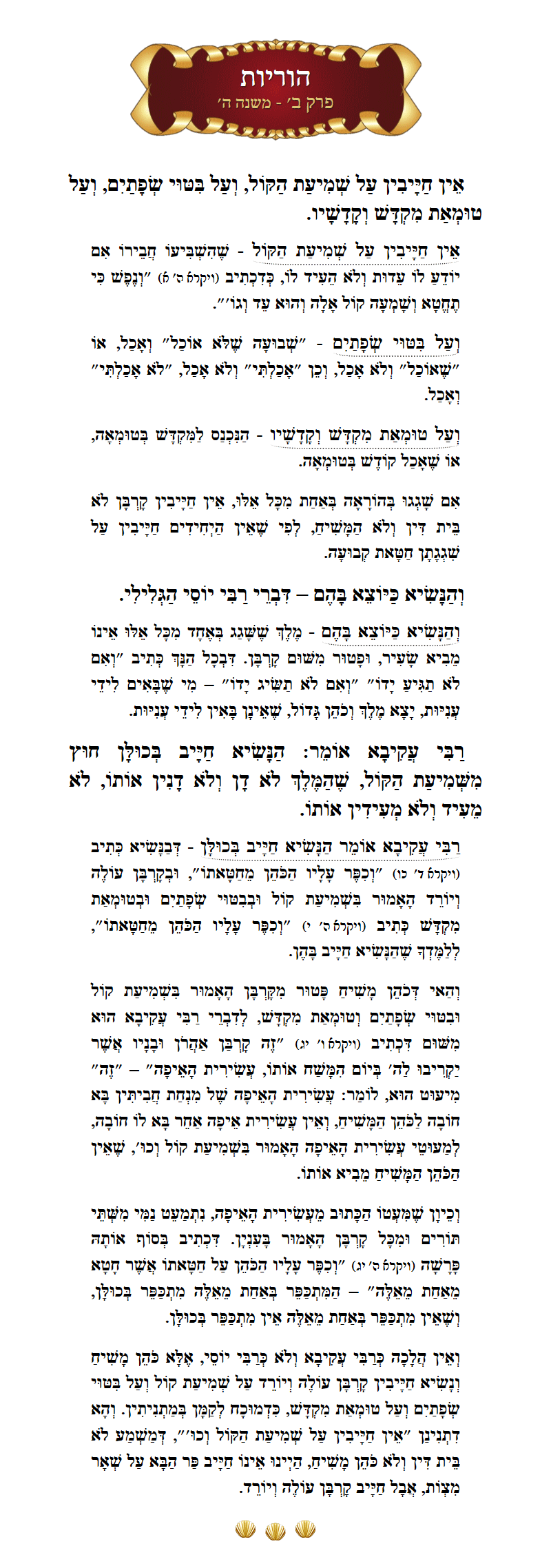 Masechta Horiyos Chapter 2 Mishnah 5 with commentary