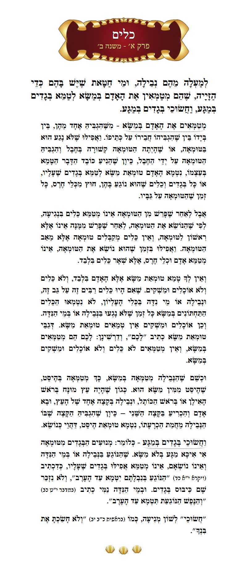 Masechta Keilim Chapter 1 Mishnah 2 with commentary