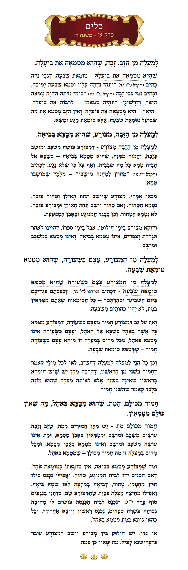 Masechta Keilim Chapter 1 Mishnah 4 with commentary