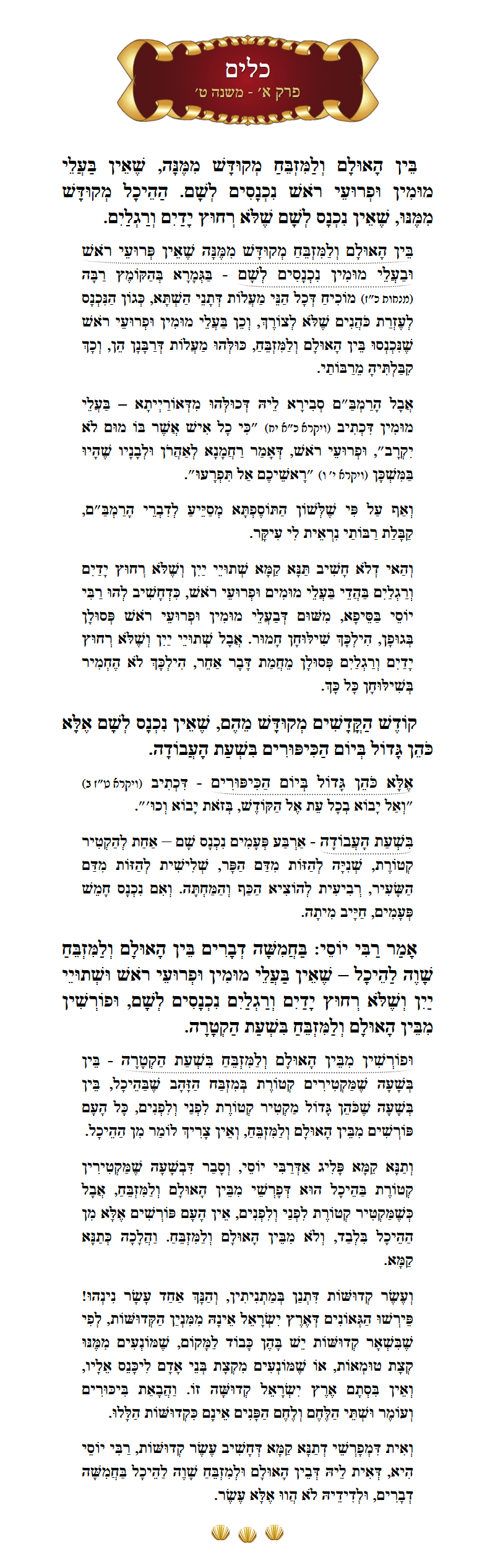 Masechta Keilim Chapter 1 Mishnah 9 with commentary