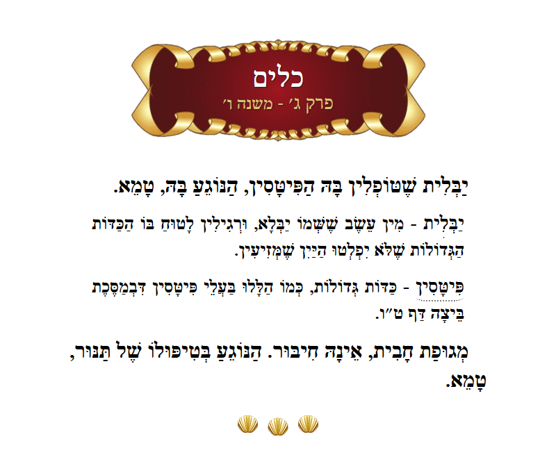 Masechta Keilim Chapter 3 Mishnah 6 with commentary