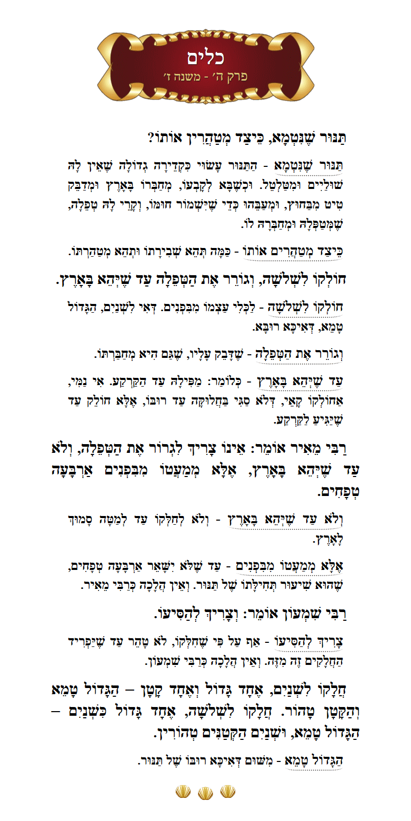 Masechta Keilim Chapter 5 Mishnah 7 with commentary