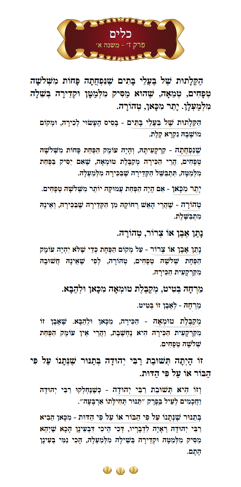 Masechta Keilim Chapter 7 Mishnah 1 with commentary