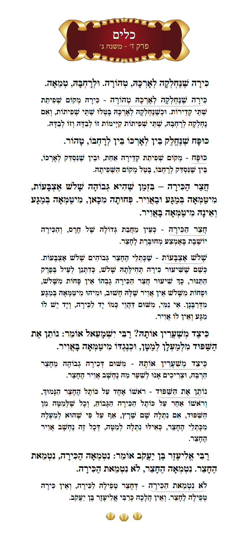 Masechta Keilim Chapter 7 Mishnah 3 with commentary