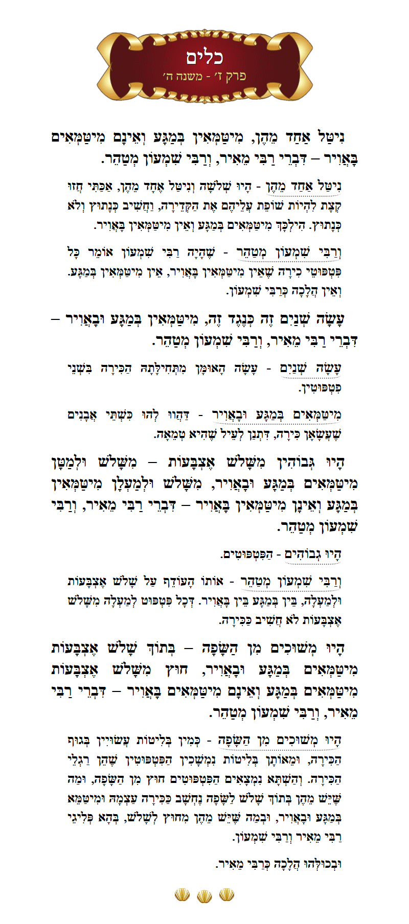 Masechta Keilim Chapter 7 Mishnah 5 with commentary