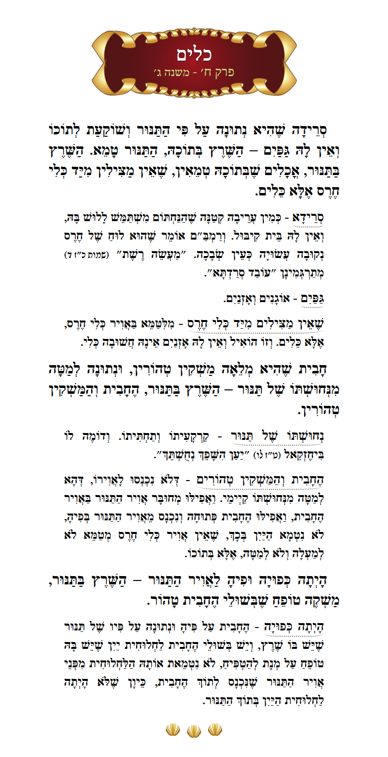 Masechta Keilim Chapter 8 Mishnah 3 with commentary