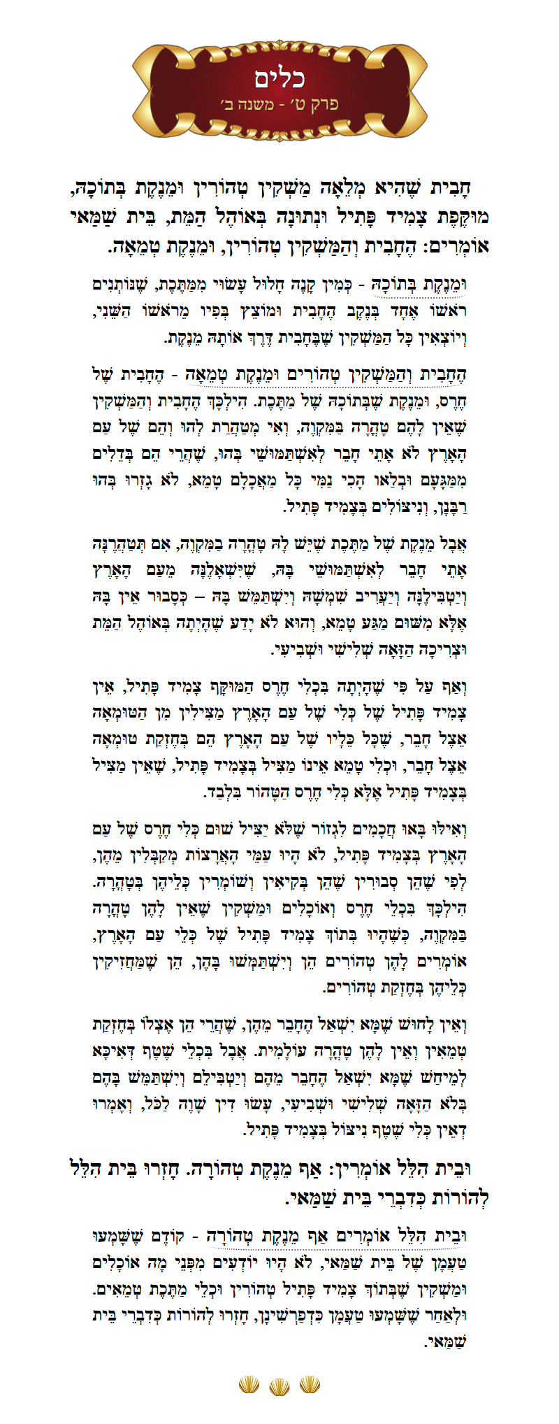 Masechta Keilim Chapter 9 Mishnah 2 with commentary