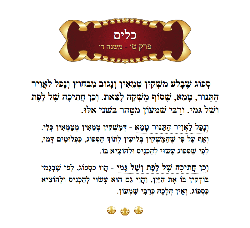 Masechta Keilim Chapter 9 Mishnah 4 with commentary
