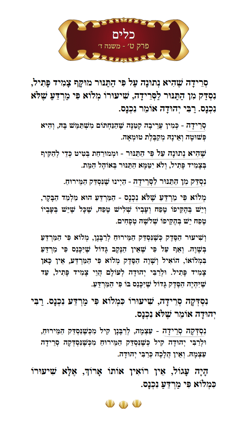 Masechta Keilim Chapter 9 Mishnah 7 with commentary