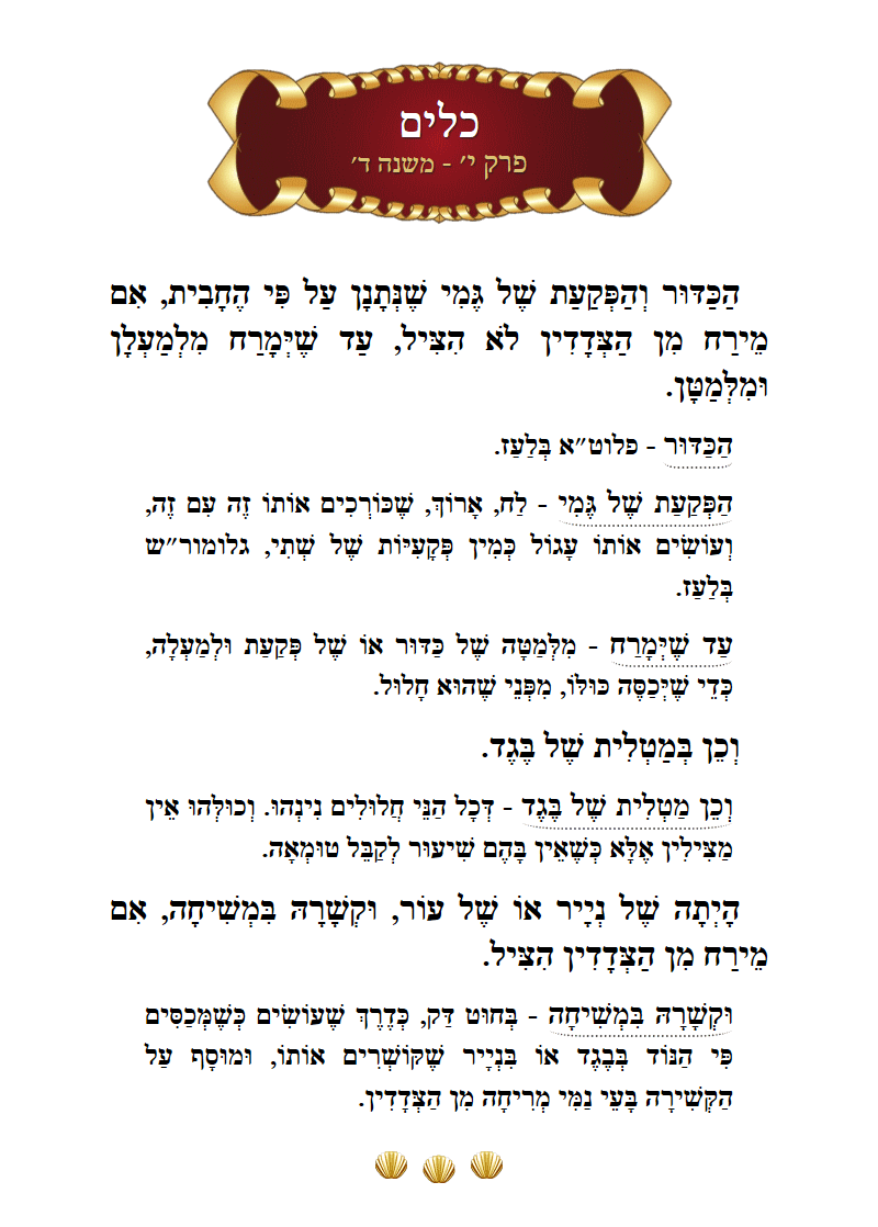 Masechta Keilim Chapter 10 Mishnah 4 with commentary