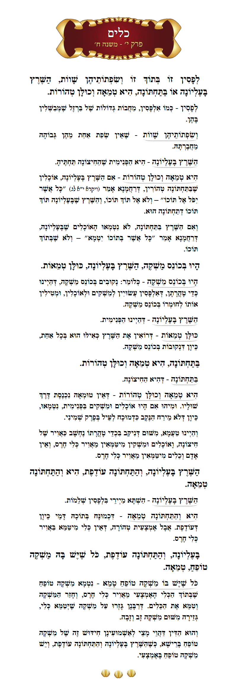 Masechta Keilim Chapter 10 Mishnah 8 with commentary