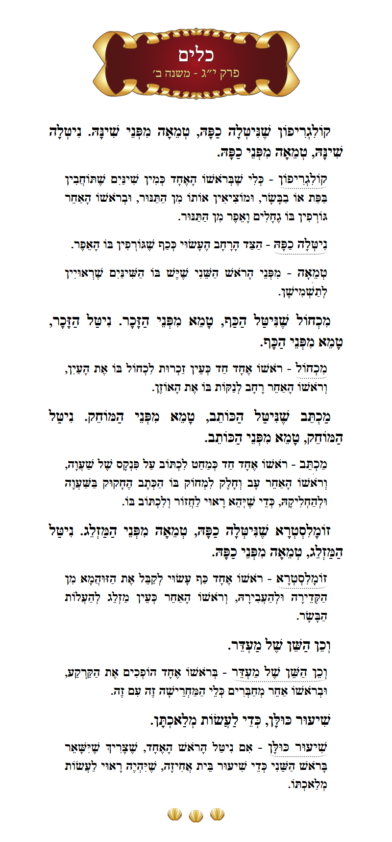Masechta Keilim Chapter 13 Mishnah 2 with commentary