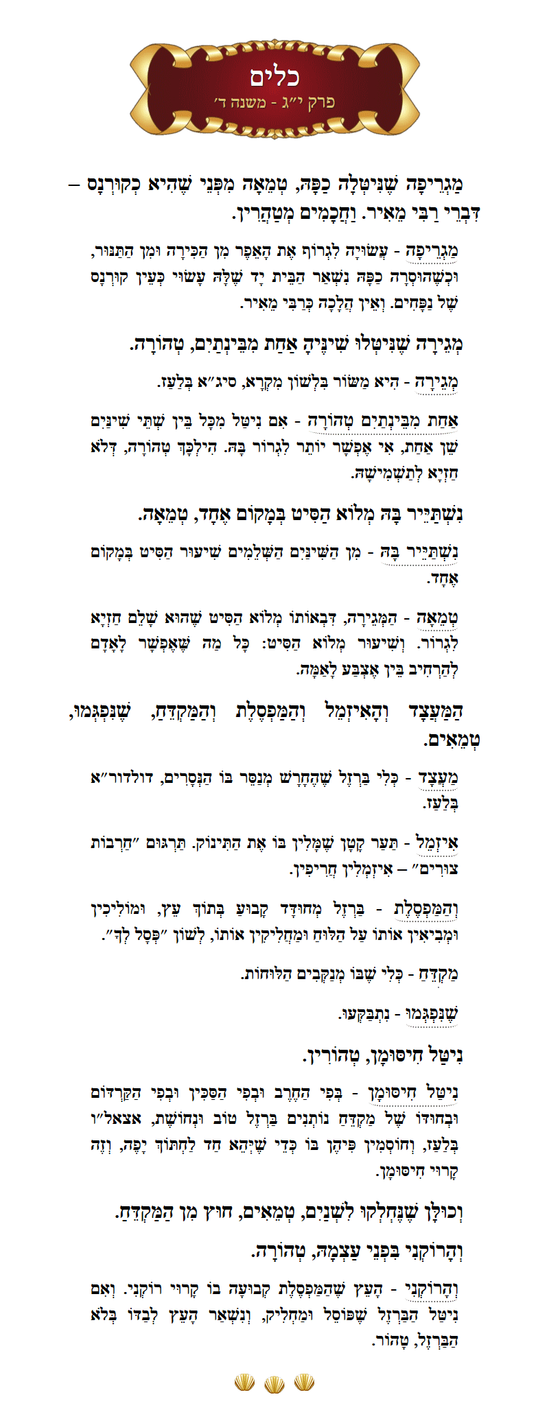 Masechta Keilim Chapter 13 Mishnah 4 with commentary