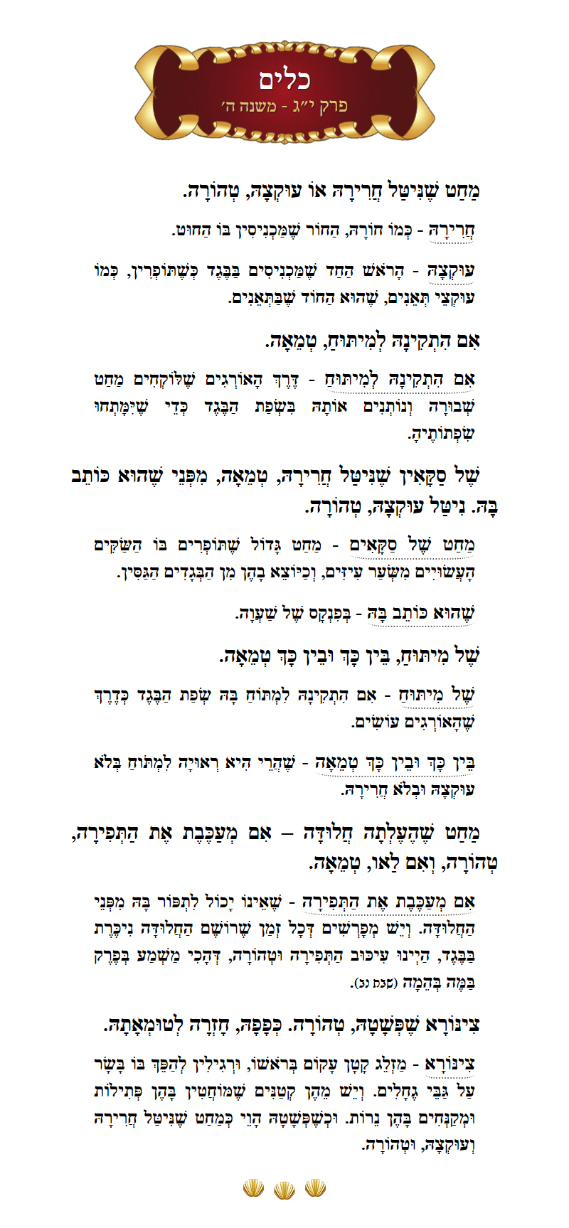 Masechta Keilim Chapter 13 Mishnah 5 with commentary