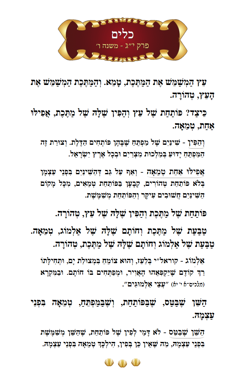Masechta Keilim Chapter 13 Mishnah 6 with commentary