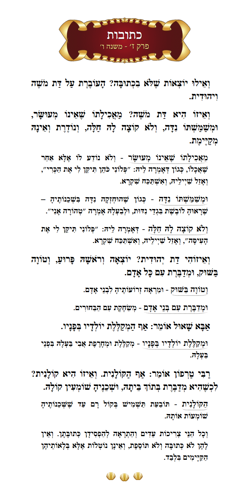 Masechta Kesuvos Chapter 7 Mishnah 6 with commentary