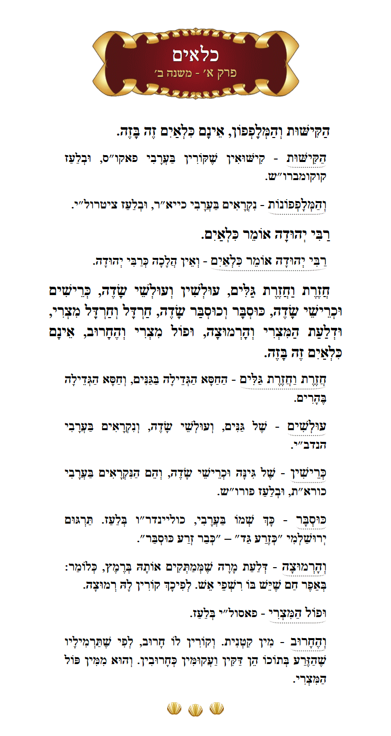 Masechta Kilayim Chapter 1 Mishnah 2 with commentary