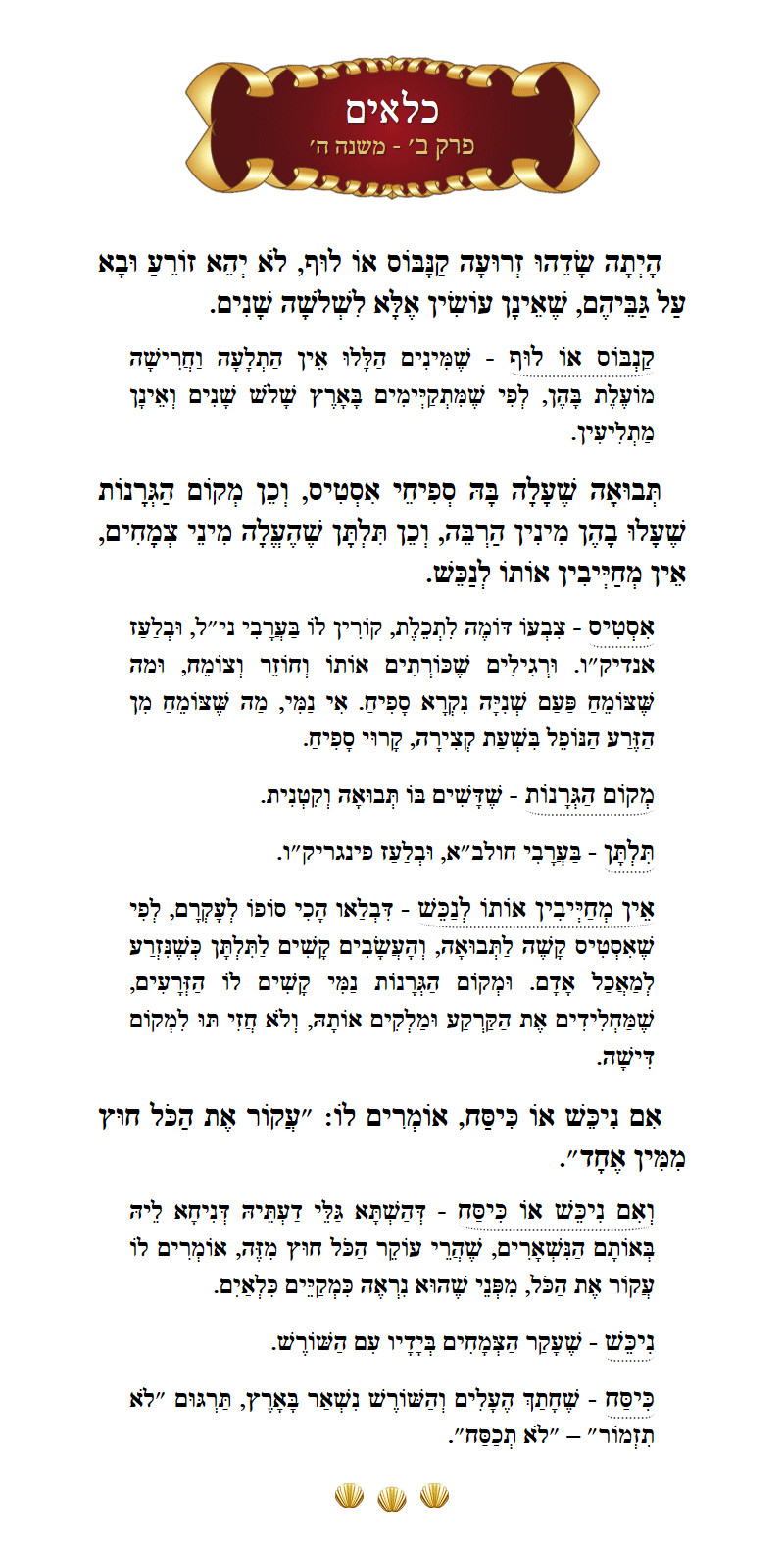 Masechta Kilayim Chapter 2 Mishnah 5 with commentary