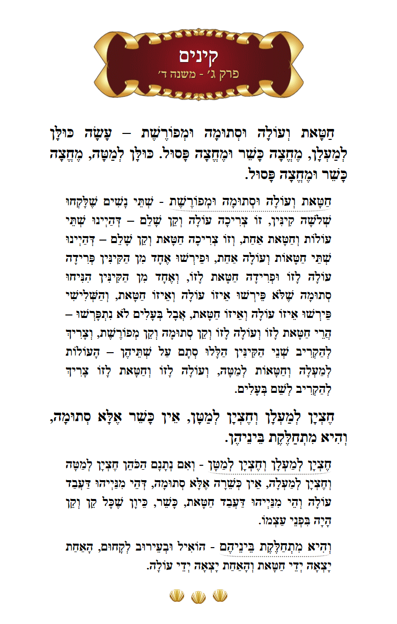 Masechta Kinim Chapter 3 Mishnah 4 with commentary