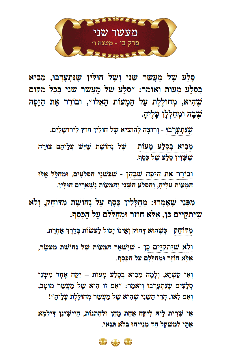 Masechta Maaser Sheni Chapter 2 Mishnah 6 with commentary